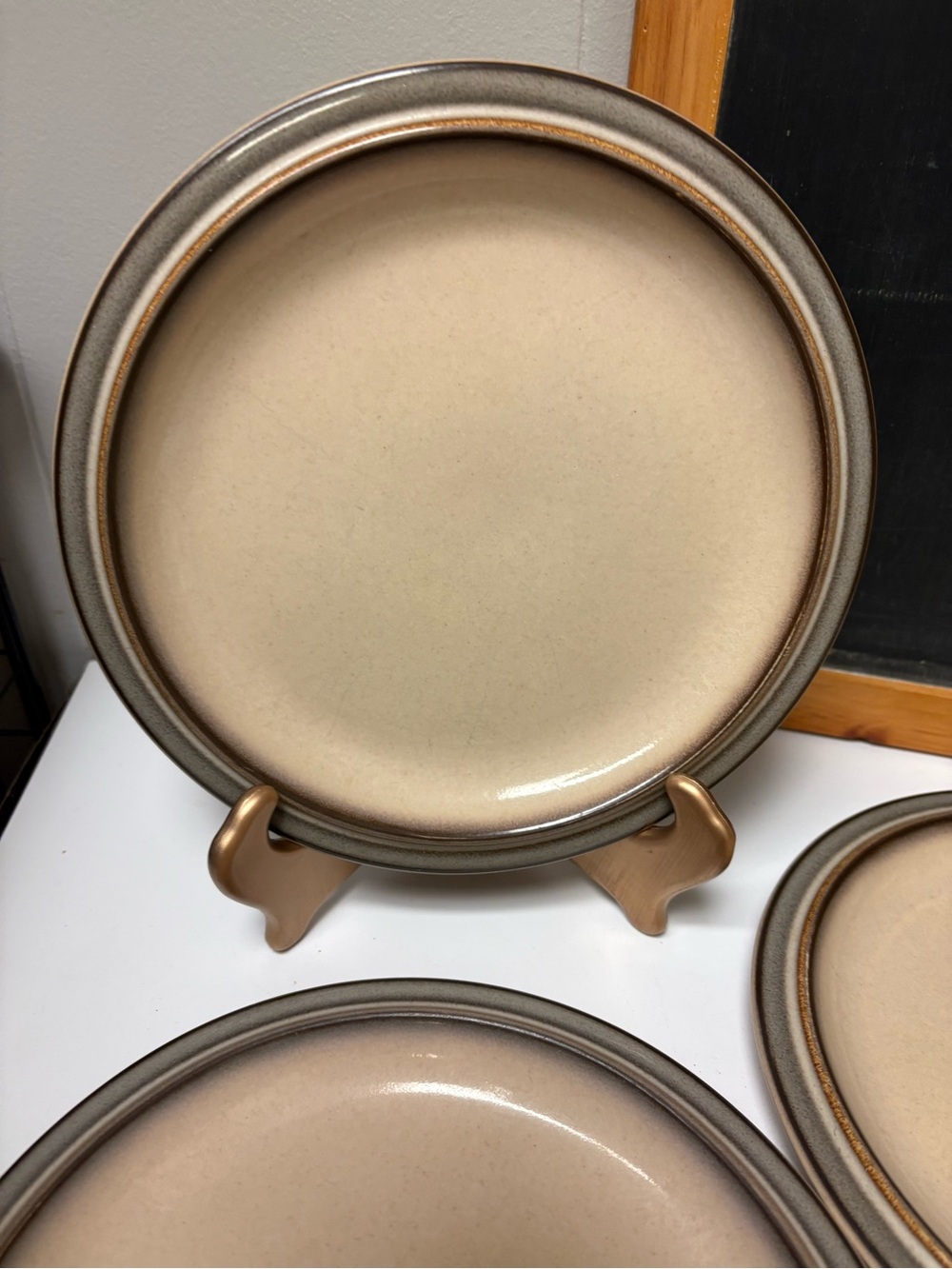 4 VTG Denby “Sonnet” Stoneware Dinner Plates Made in England 10” Diameter GUC